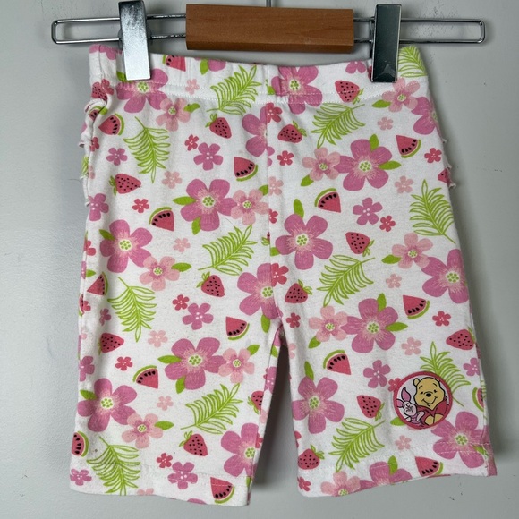 Disney Winnie The Pooh & Piglet Fruit AOP Watermelon Floral Strawberry Shorts - Picture 1 of 5